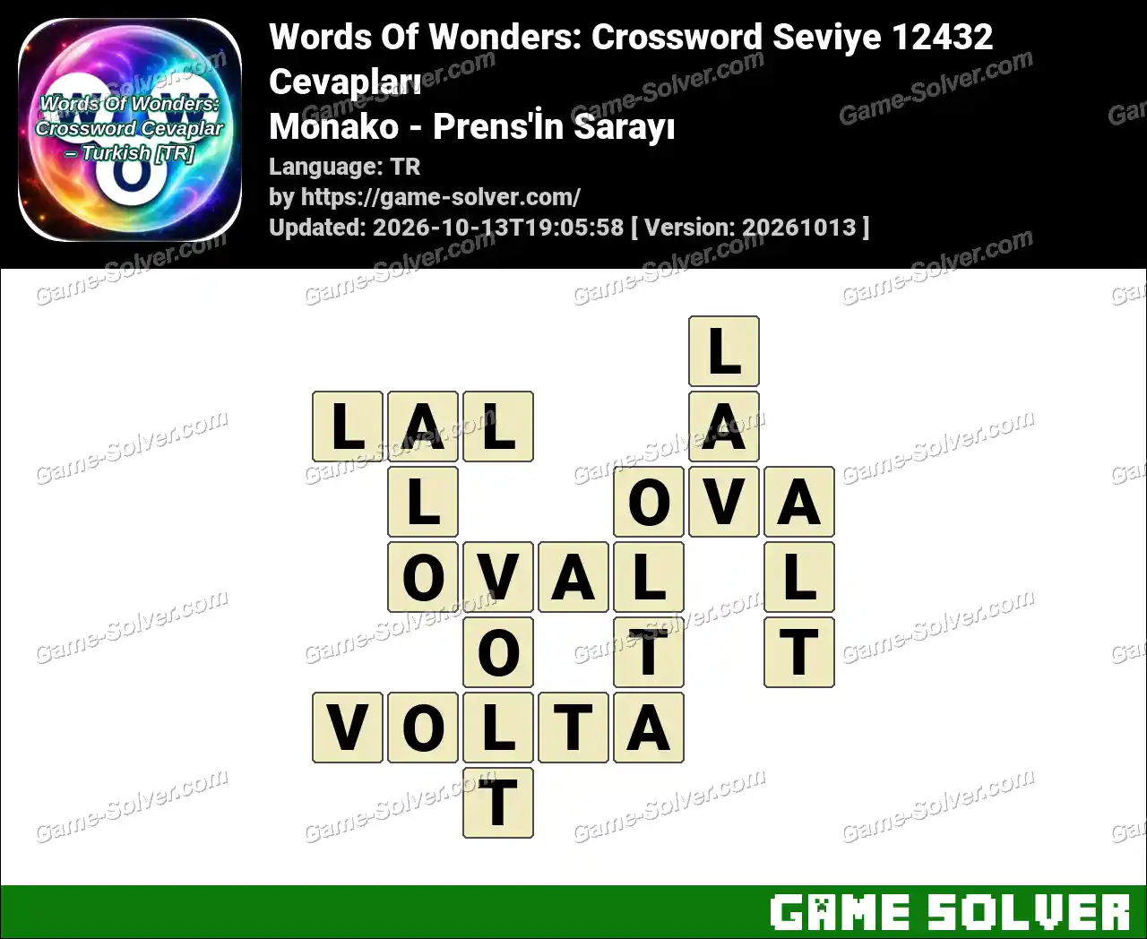 Words Of Wonders: Crossword Seviye 12432 Cevapları – Monako – Prens’İn Sarayı